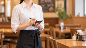 飲食店の制服を着るスタッフのイメージ